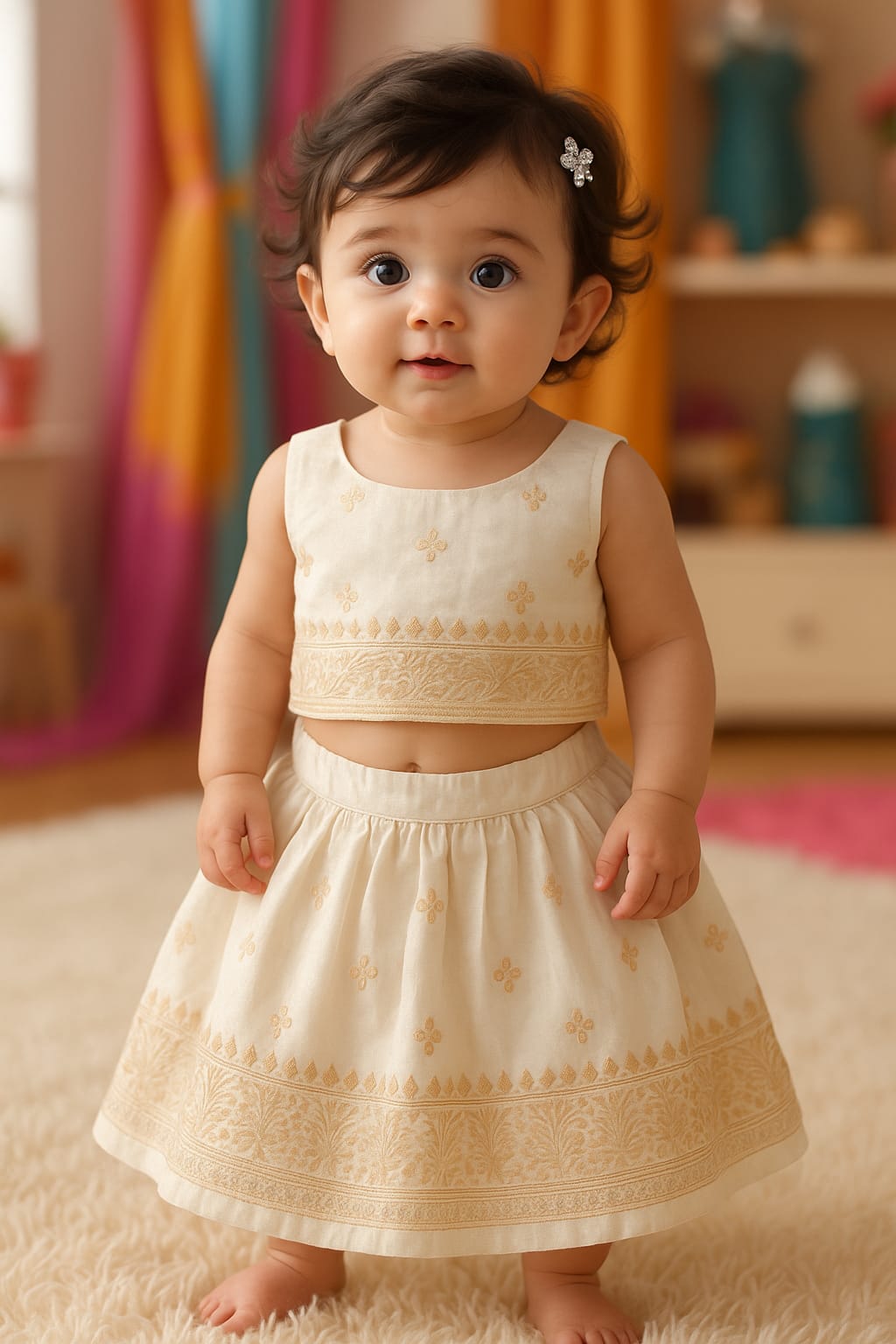 White Crop Top Lehenga