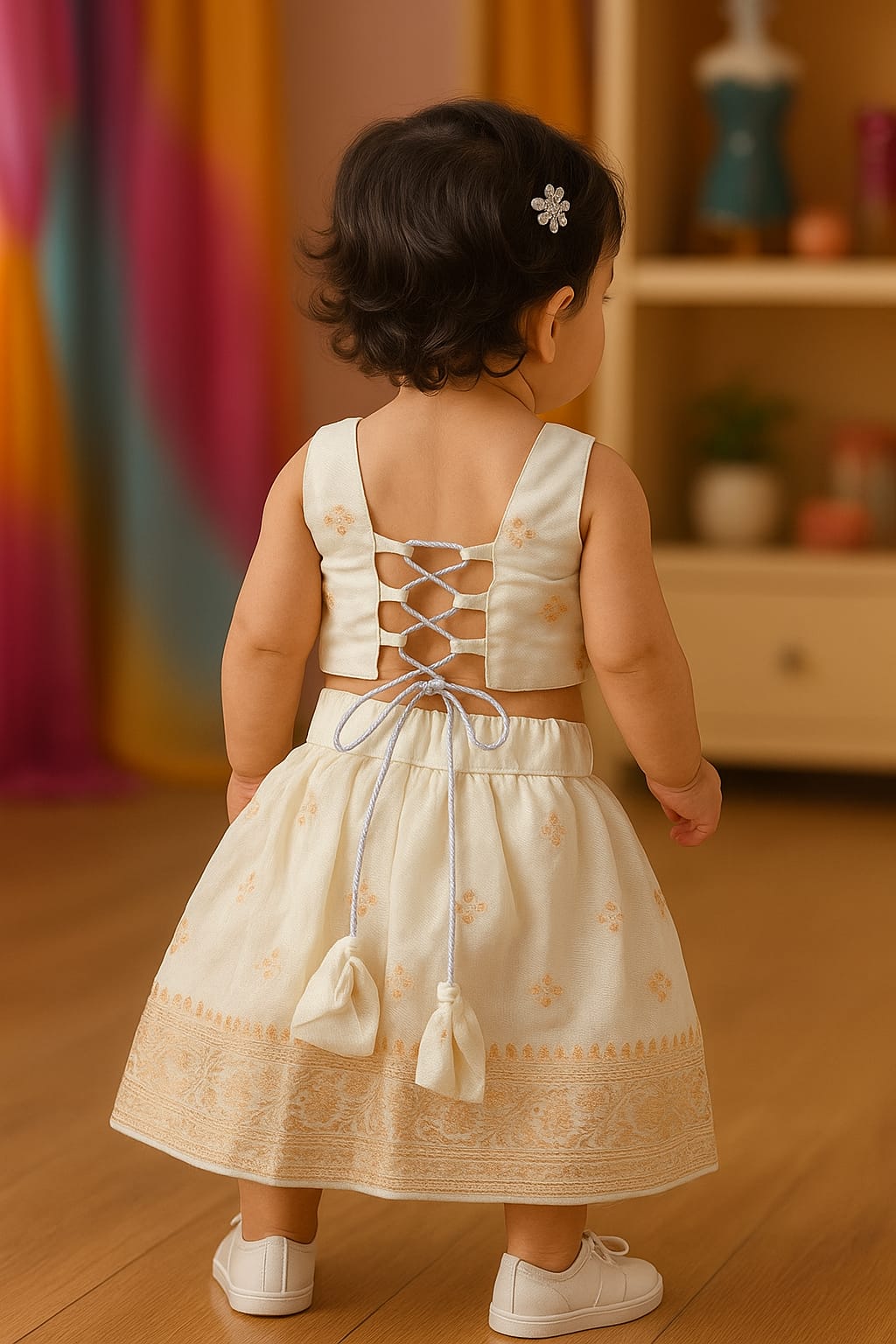White Crop Top Lehenga