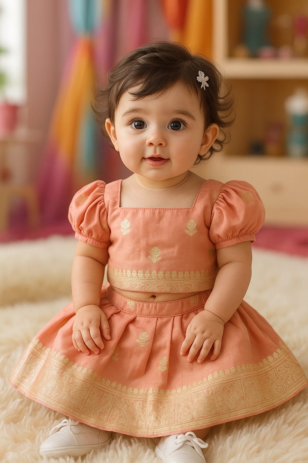 Peach Crop Top Lehenga