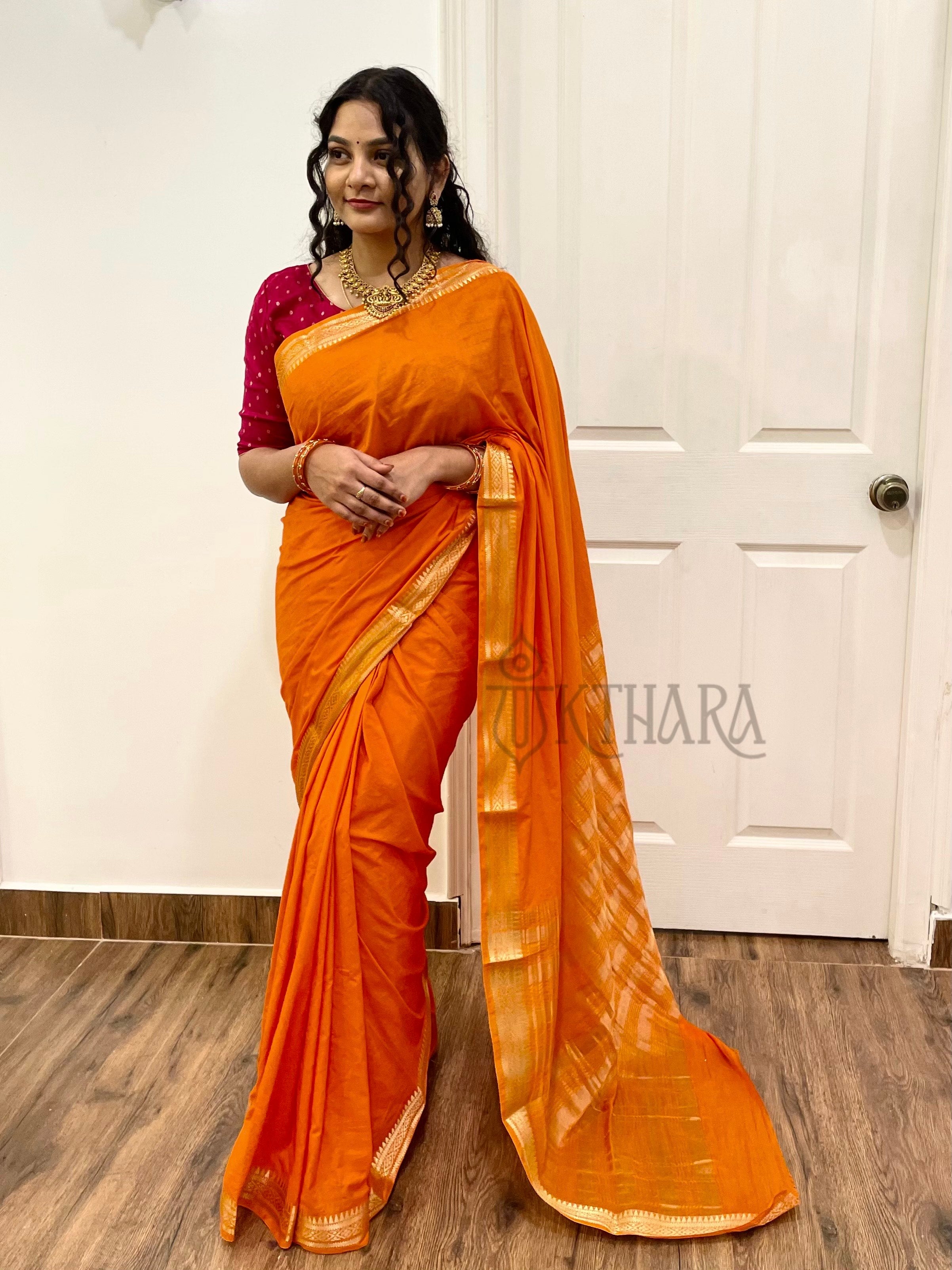 Orange Mysore Silk Saree