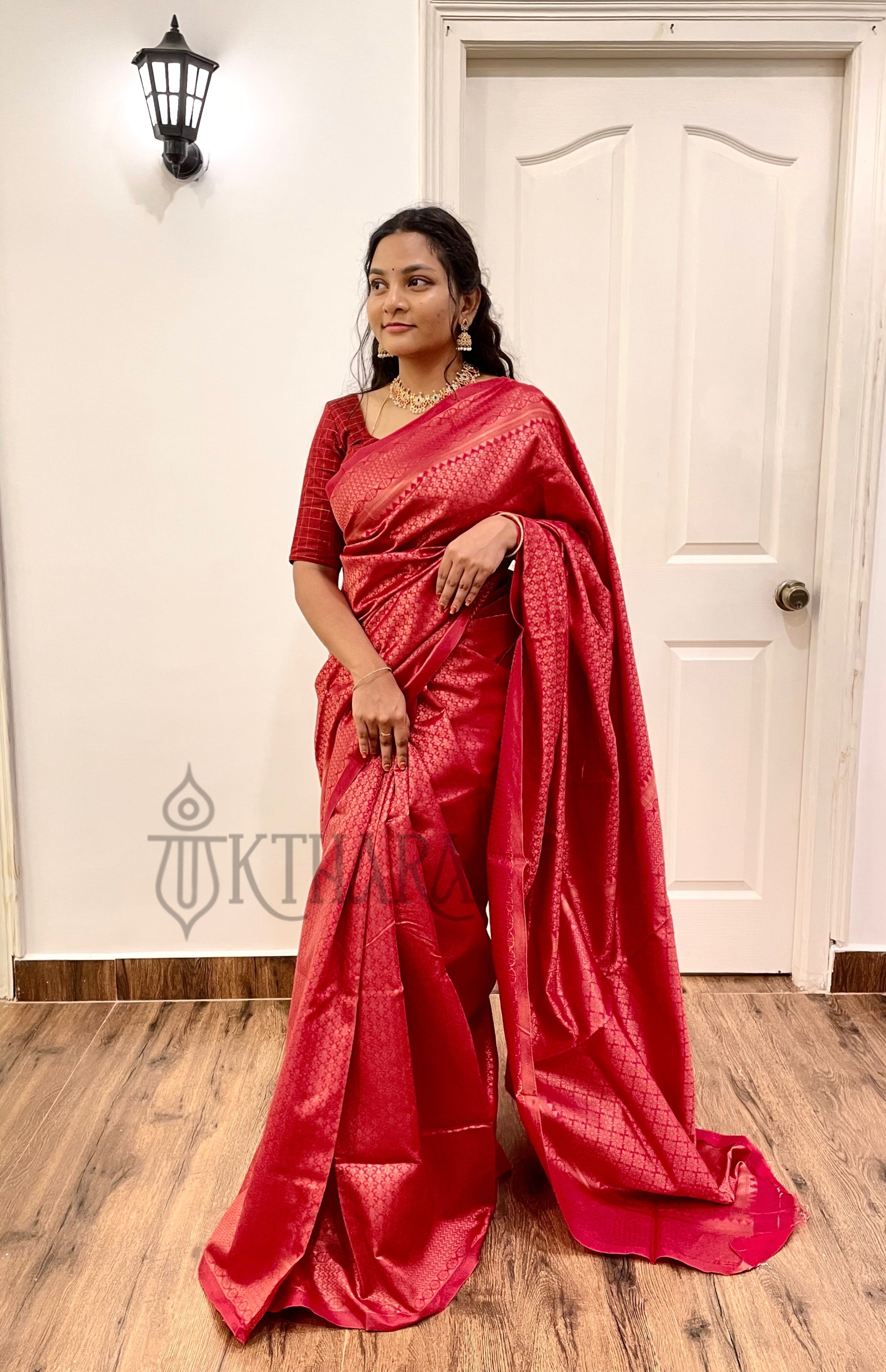 Red Semi Silk Saree