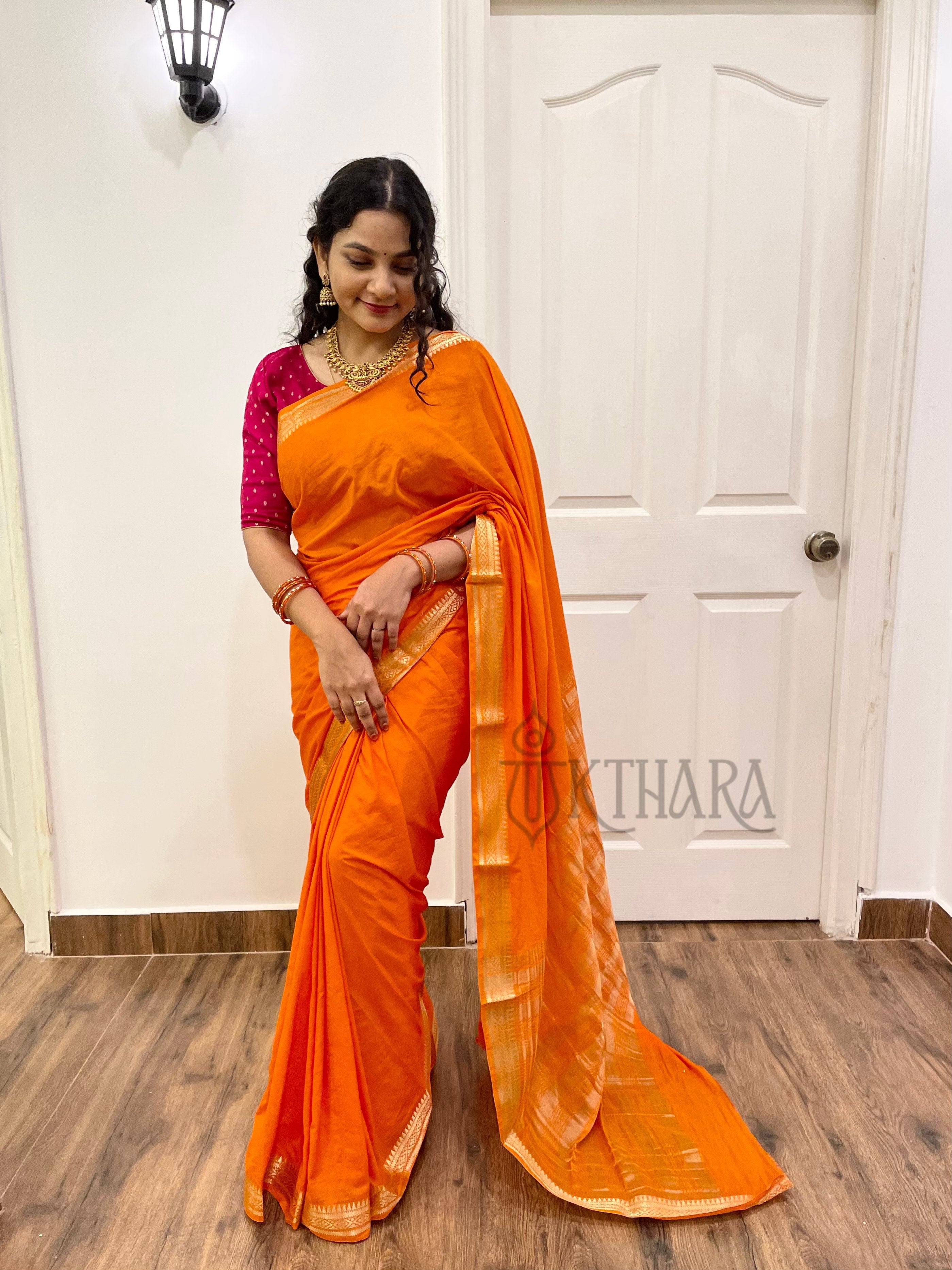 Orange Mysore Silk Saree