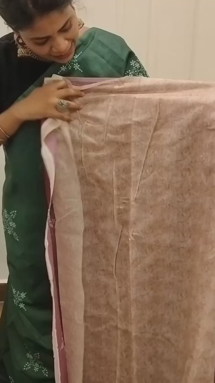 Green Printed Mul Cotton Saree