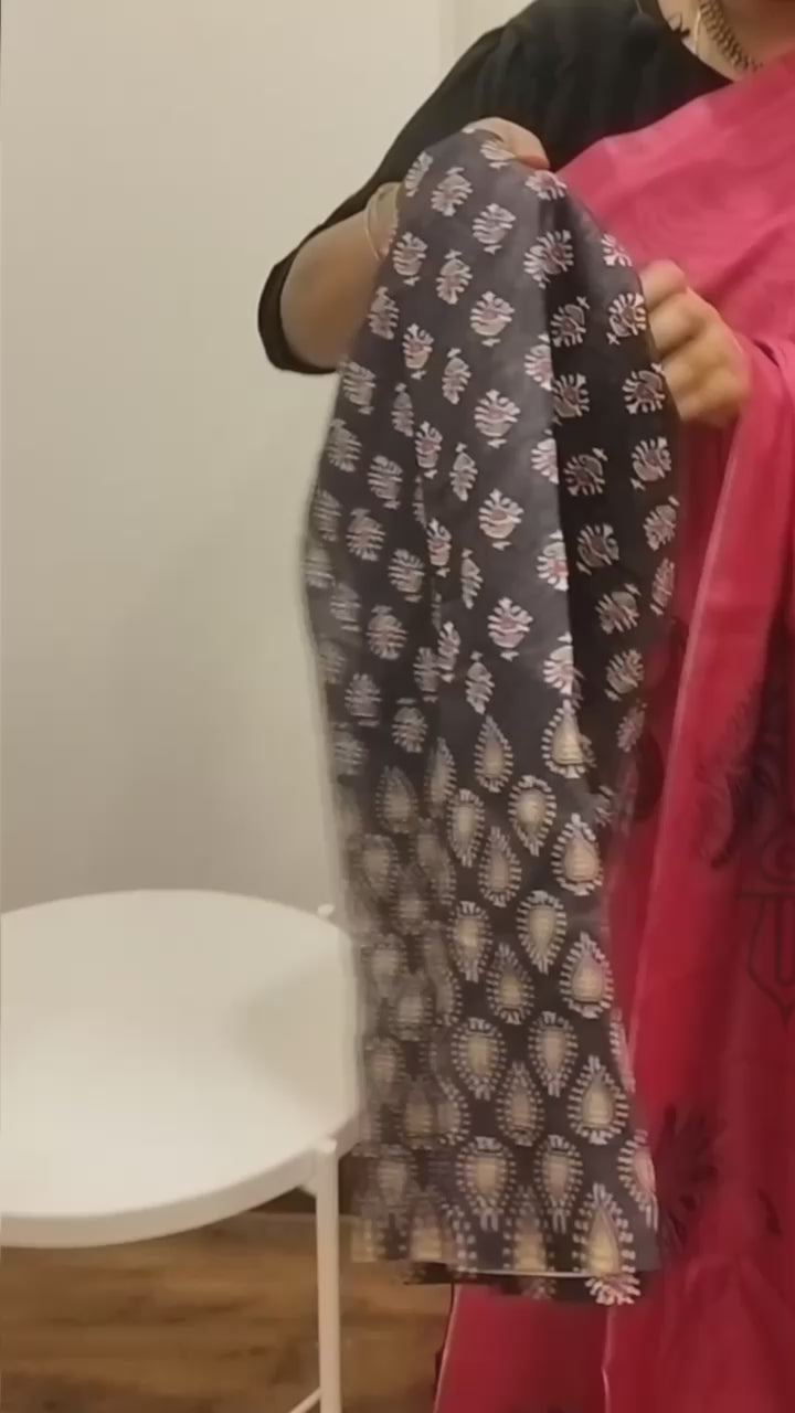 Magenta Mul Cotton Saree