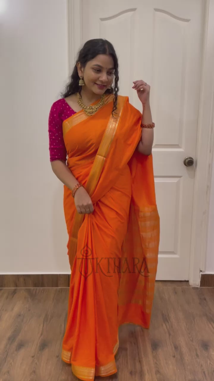 Orange Mysore Silk Saree